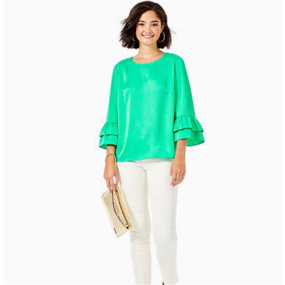 NWT Lilly Pulitzer juniper green Christie top sz lg